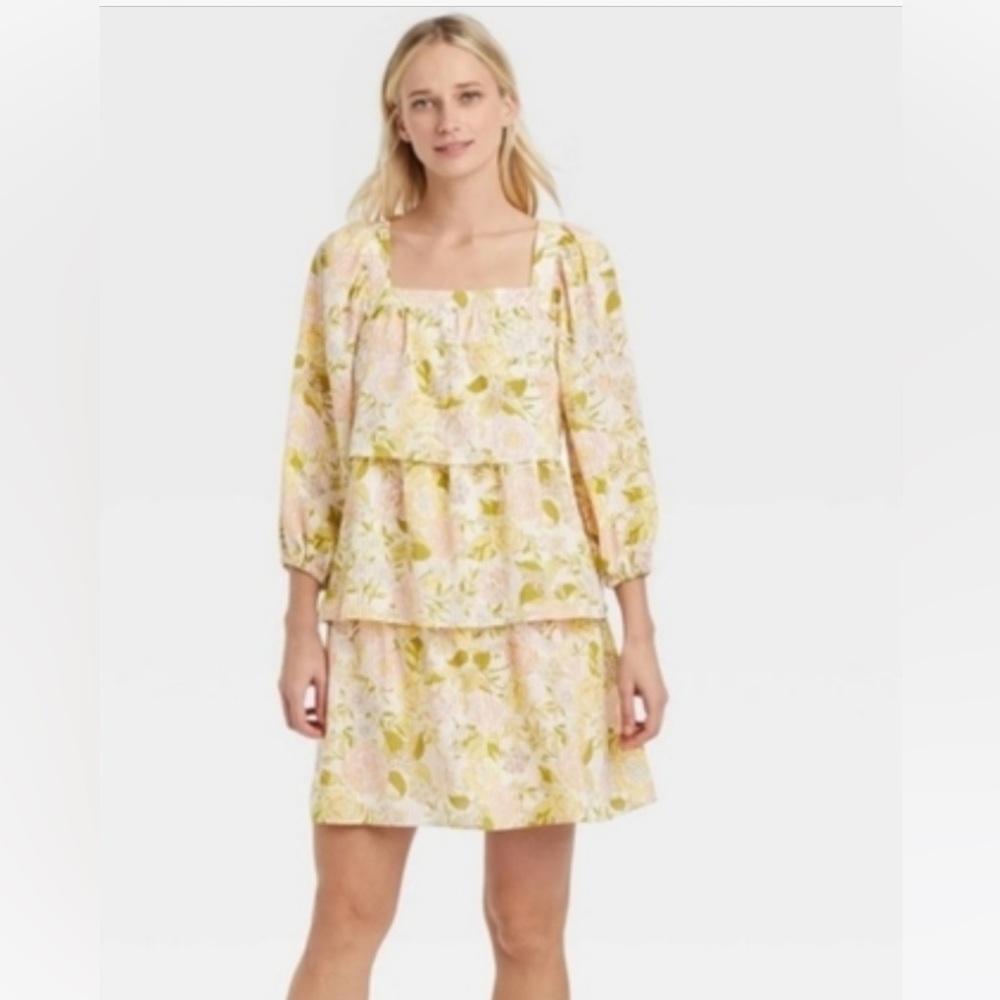 Who What Wear Drawing Room Baby Doll Floral Shift Dress Size L